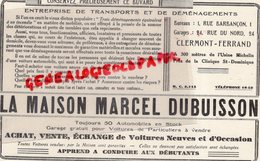 63- CLERMONT FERRAND-RARE BUVARD LA MAISON MARCEL DUBUISSON-TRANSPORTS DEMENAGEMENTS-RUE BARBANCON-24 RUE NORD-MICHELIN - Trasporti