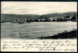 Boppard, GRUSS Aus,30.7.1902, Bahnpost-Stempel, Cöln - Frankfurt Main, Zug 114 - Rhein-Hunsrueck-Kreis