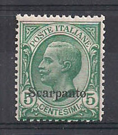 COLONIE ITALIANE SCARPANTO 1912 SOPRASTAMPATI SASS. 2 MLH  VF - Egée (Scarpanto)