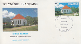 Enveloppe  FDC  1er  Jour  POLYNESIE   Temple  De  PAPETOAI   1986 - FDC