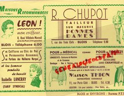 41- BLOIS-RARE BUVARD R.CHUPOT TAILLEUR-1 RUE TROIS CLEFS-MAISON THION ORTHOPEDIE RUE PORTE COTE-LEON COIFFEUR LANCRAY - Textile & Vestimentaire