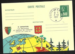 Entier Carte Postale Marianne Béquet . La Philatélie Au Service De L'Europe . Oblitérée Poste Aux Armée Rastatt 1977 - Overprinter Postcards (before 1995)