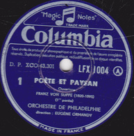 78 Trs - 30 Cm - état EX - POETE ET PAYSAN - Ouverture 1 Et 2 Fin - ORCHESTREDE PHILADELPHIE  FRANZ VON SUPPE - 78 T - Disques Pour Gramophone