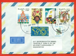 Brazil 1997. Children.The Envelope Is Really Past Mail. Stamp From Block.Airmail. - Lettres & Documents