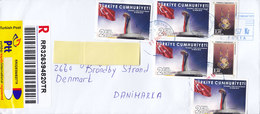 Turkey Registered Einschreiben Label Mult. Franked ISTANBUL 2018 Cover Brief BRØNDBY STRAND Denmark - Storia Postale