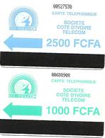 @+ Lot De 2 TC Autelca ONT De Cote D'Ivoire - 1000 Et 2500FCFA - Costa De Marfil