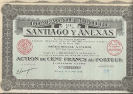 COMPAGNIE MINIERE DE SANTIAGO Y ANEXAS - ANNEE 1928 - Mines