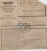 TB 2397 - 1945 - Lettre De Mr Le Percepteur D'OYONNAX Pour Mr PILLE à ARNOUVILLE LES GONESSE - 1921-1960: Moderne