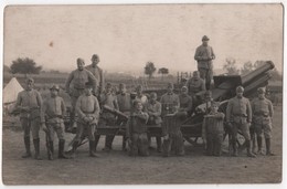 Carte Photo Militaria Groupe De Soldats Poilus Artillerie Canon - Guerra 1914-18