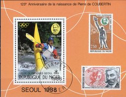 Slalom Wildwasser Niger Block 53 O 6€ Sommer-Olympia 1988 Seoul Corea Coubertin Bloque Hb Ss Bloc Sheet Bf Olympics - Ski Nautique