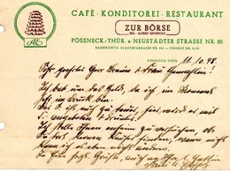 ALTE RECHNUNG - CAFE KONDITOREI "ZUR BÖRSE" PÖSSNECK / THÜR. 1948 - 1900 – 1949