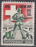 SCHWEIZ Soldatenmarke Der HD.BEW.KP. 11 SG., Aktivdienst 1940 - Vignettes