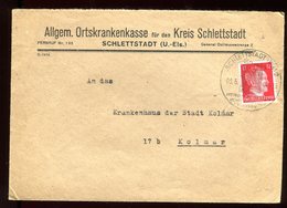 Alsace Lorraine - Enveloppe De Schlettstadt Pour Colmar En 1944 - N70 - Briefe U. Dokumente