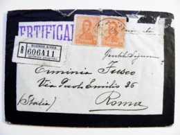 Cover Argentina Registered 1918 Sent To Italy Roma From Buenos Aires - Covers & Documents