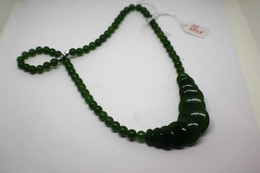 3848 - Collana Di Giada Naturale (serpentino New Jade) Lucidata A Mano. Peso Totale 38 Gr. - Oriental Art