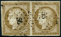 Oblit. N°1 10c Bistre, Paire - TB - 1849-1850 Ceres