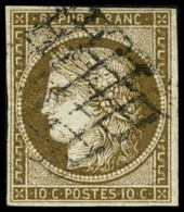 Oblit. N°1b 10c Bistre-verdâtre - TB - 1849-1850 Ceres