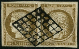 Oblit. N°1b 10c Bistre Verdâtre, Paire  - TB - 1849-1850 Ceres