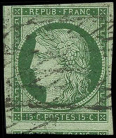 Oblit. N°2a 15c Vert-clair, Signé Brun - TB - 1849-1850 Ceres