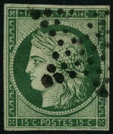 Oblit. N°2b 15c Vert Foncé, Petites Marges - B - 1849-1850 Cérès