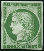 ** N°2e 15c Vert, Réimp - TB - 1849-1850 Cérès