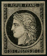 ** N°3F 20c Noir Réimp, - TB - 1849-1850 Cérès
