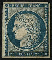 * N°4 25c Bleu, Infime Trace  Signé Calves - TB - 1849-1850 Ceres