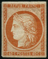 * N°5 40c Orange, Fraicheur Postale Quasi SC, Signé Calves - TB - 1849-1850 Cérès