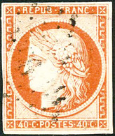 Oblit. N°5 40c Orange, Pelurage - B - 1849-1850 Cérès