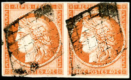 Oblit. N°5 40c Orange, Paire Signé Calves - TB - 1849-1850 Ceres