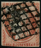 Oblit. N°7 1F Vermillon, Défectueux  RARE - B - 1849-1850 Cérès