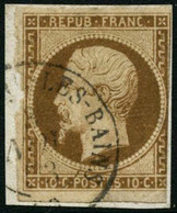 Oblit. N°9 10c Bistre, Obl CàD, Filet Touché - B - 1852 Louis-Napoleon