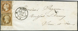 Lettre N°9 + 13 Combinaison Très Rare à 20c (petite Fente Sur Le N°9) - B - 1852 Louis-Napoléon