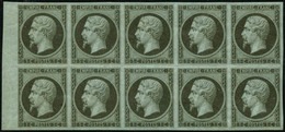 ** N°11a 1c Bronze, Bloc De 10 - TB - 1853-1860 Napoleone III