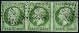 Oblit. N°12 5c Vert, Bande De 3 - TB - 1853-1860 Napoleon III