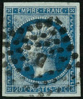 Oblit. N°14Ad 20c Bleu S/vert, Type I - TB - 1853-1860 Napoleon III