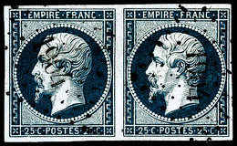 Oblit. N°15 25c Bleu, Paire - TB - 1853-1860 Napoleon III