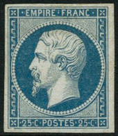 * N°15a 25c Bleu Laiteux, Signé Roumet Et Lemaire - TB - 1853-1860 Napoleone III