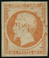 Oblit. N°16 40c Orange, Obl PC Rouge (le Havre) Signé Calves - TB - 1853-1860 Napoleon III