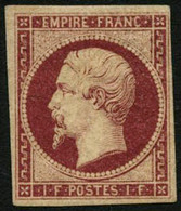 ** N°18 1F Carmin, Signé Calves - TB - 1853-1860 Napoléon III.