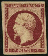 ** N°18 1F Carmin, Signé Calves - TB - 1853-1860 Napoleon III