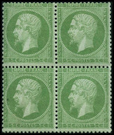 * N°20 5c Vert, Bloc De 4 Signé Brun - TB - 1862 Napoléon III.