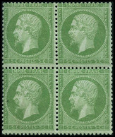* N°20 5c Vert, Bloc De 4 Signé Brun - TB - 1862 Napoleone III