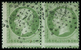 Oblit. N°20 5c Vert, Paire, Superbe Variété De Piquage - TB - 1862 Napoléon III.