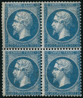 ** N°22 20c Bleu, Bloc De 4 - TB - 1862 Napoléon III.