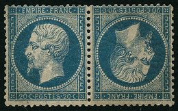 ** N°22b 20c Bleu, Paire Tête-bêche, Signé Cérès - TB - 1862 Napoleon III
