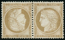 * N°36b 10c Bistre-jaune, Paire Tête-bèche Signé Calves Et Brun - TB - 1870 Belagerung Von Paris
