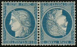** N°37c 20c Paire Tête-bèche - TB - 1870 Beleg Van Parijs