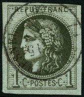 Oblit. N°39Ab 1c Olive Foncé, R1 - TB - 1870 Emissione Di Bordeaux