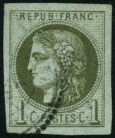 Oblit. N°39Ca 1c Olive Clair R3, Pièce De Luxe - TB - 1870 Emissione Di Bordeaux